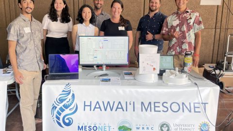 Researchers & technicians at the Mesonet booth for UH Res Day